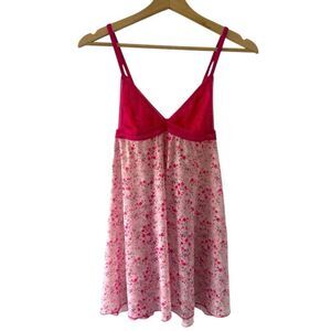 Pink Lace Floral Slip Small Sheer Super cute flirty romantic sexy Y2K retro hot